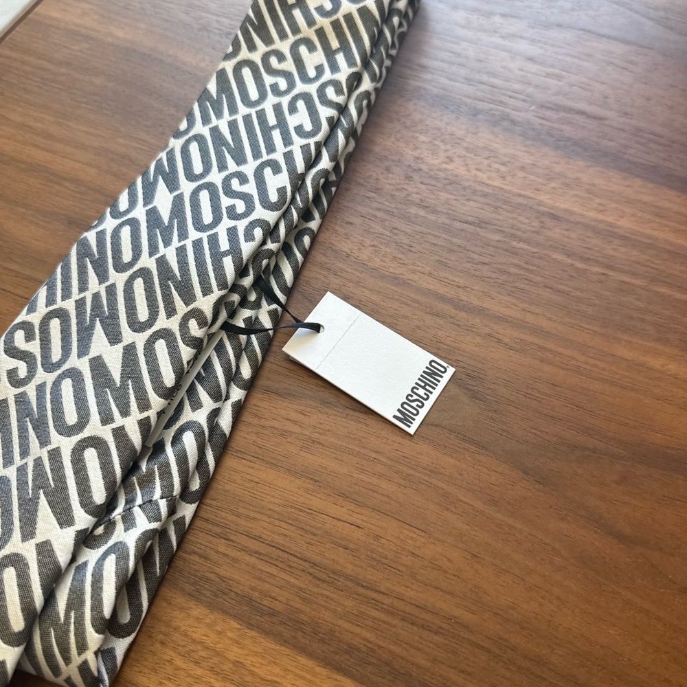 Moschino Gray and White Tie